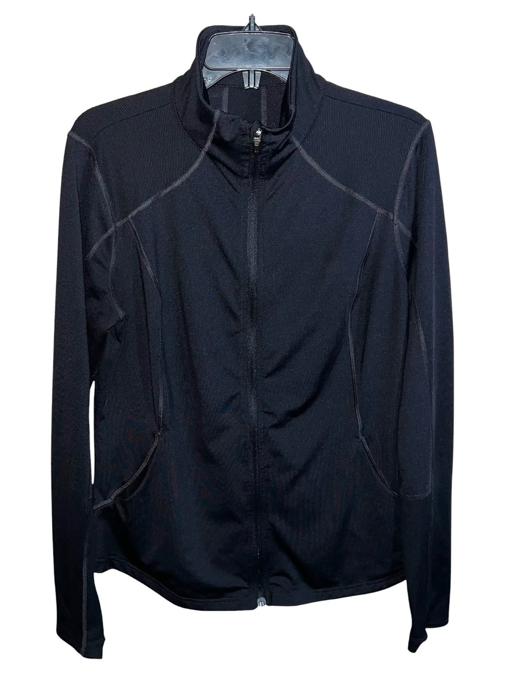 Tek Gear DryTek Active Long Sleeve Front Zip Shirt Women’s L Black